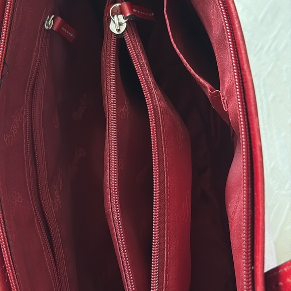 Vintage Fossil deep Red Leather satchel Handbag purse zippered / inside pockets - Picture 11 of 16